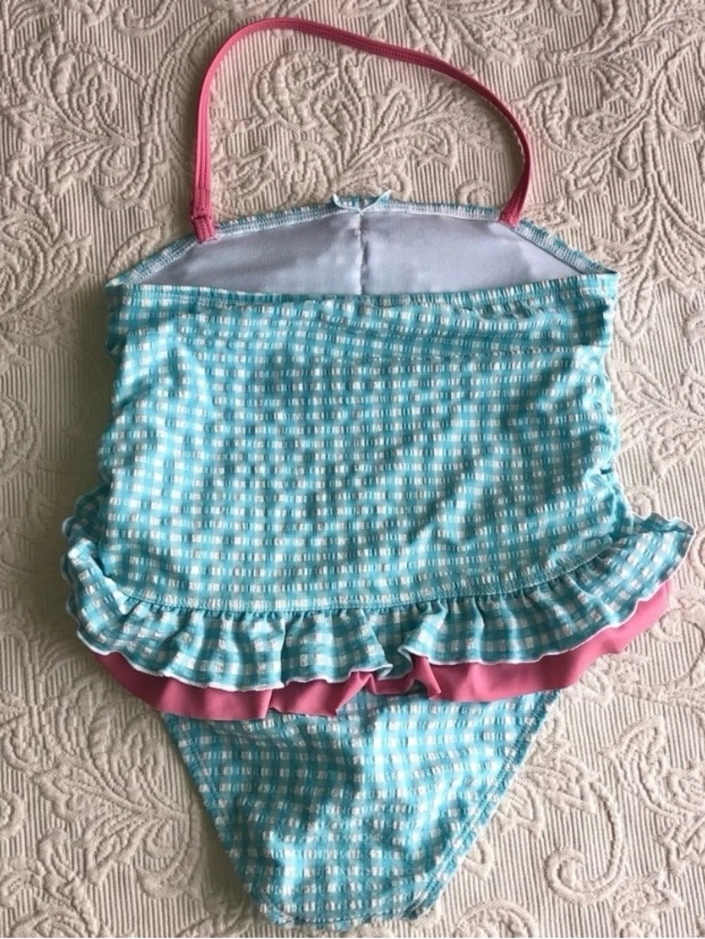 Tommy Bahama Blue/White Checkered Halter Top One Piece Toddler Girls 5T Swimsuit